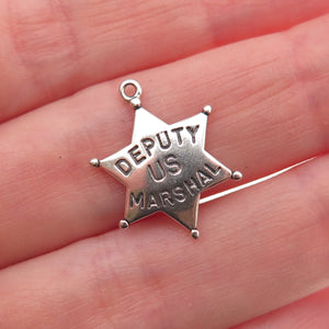 925 Sterling Silver Vintage 1980 Deputy US Marshal Star Mini Charm Pendant