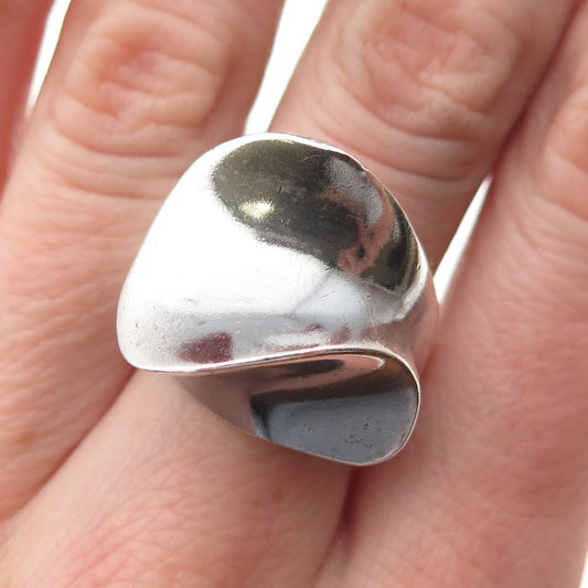 925 Sterling Silver Vintage AVM Mexico Modernist Oxidized Ring Size 6.5