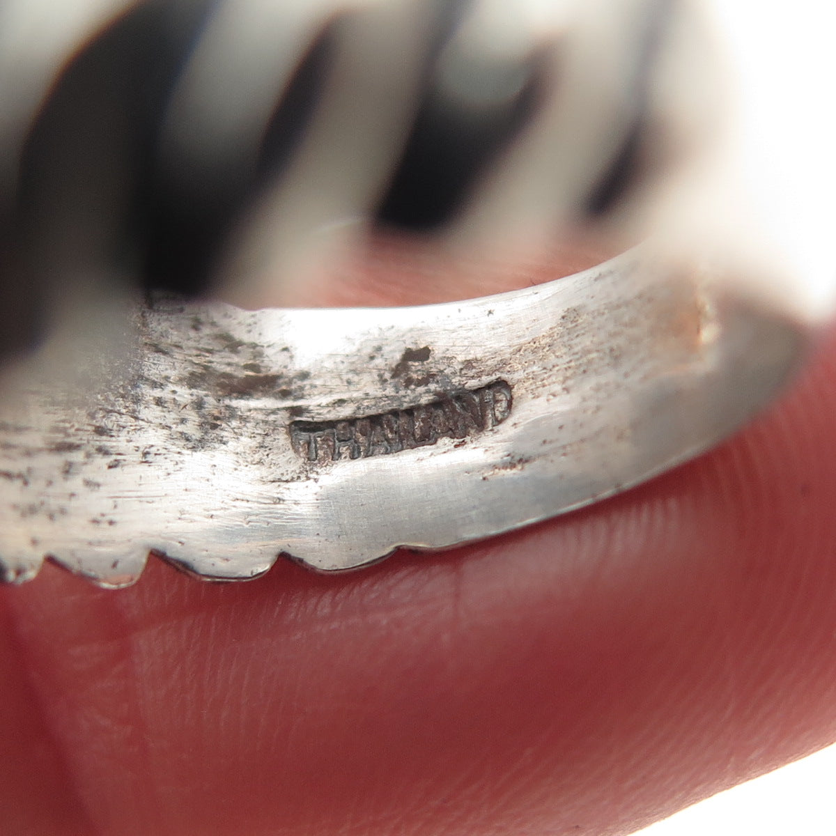 925 Sterling Silver Vintage Modernist Cocoon Oxidized Ring Size 7.75