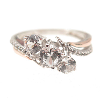 Jane Seymour 925 Sterling Silver 10K Gold Real White Topaz Ring Size 6.75