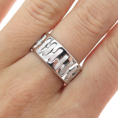NEOS 925 Sterling Silver Textured Sewing Stitches Band Ring Size 7.75
