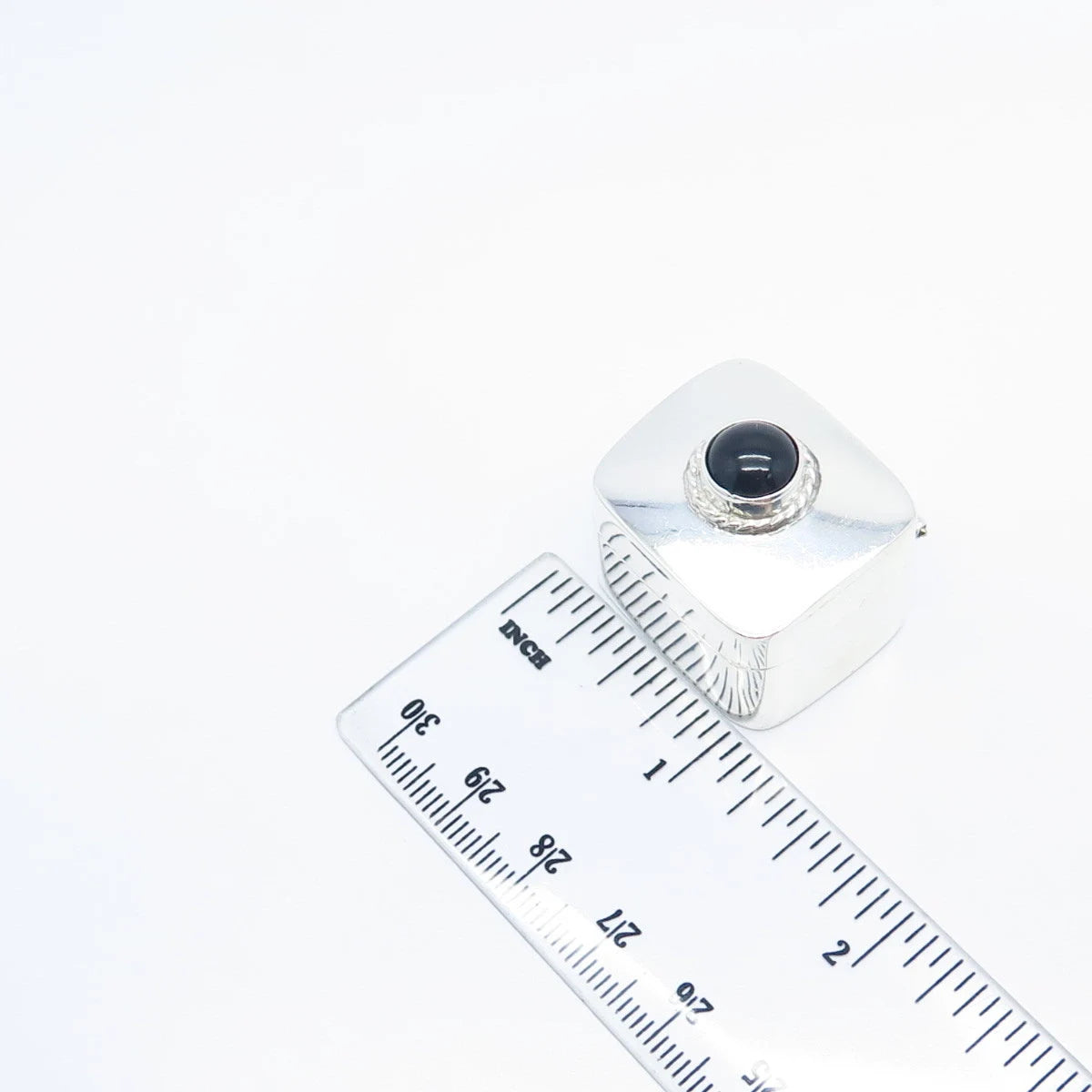 925 Sterling Silver Vintage Mexico Real Black Onyx Gemstone Box / Case