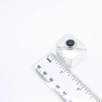 925 Sterling Silver Vintage Mexico Real Black Onyx Gemstone Box / Case