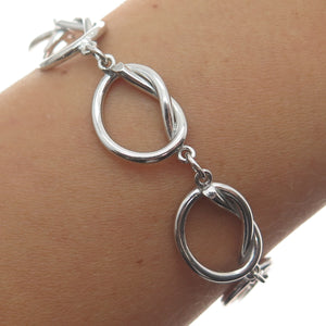B. A. BALLOU & CO. Sterling Silver Antique Art Deco Love Knot Link Bracelet 6.5"