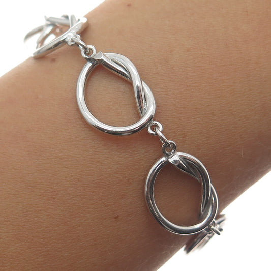 B. A. BALLOU & CO. Sterling Silver Antique Art Deco Love Knot Link Bracelet 6.5"