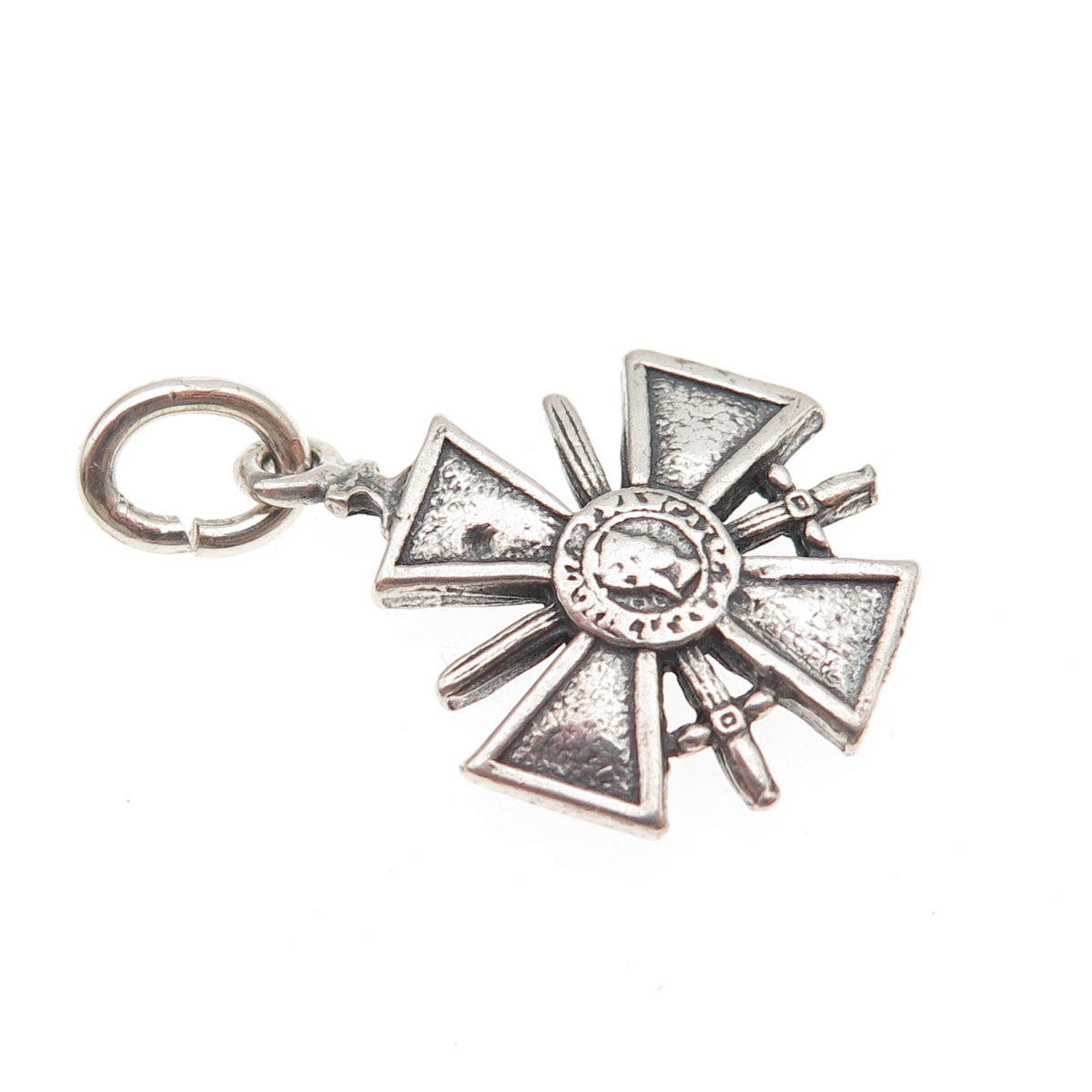 John W. Kessler 925 Sterling Silver Vintage Mexico Cross Medal Charm Pendant