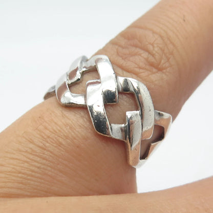 925 Sterling Silver Vintage Han Cuban Chain Ring Size 6.75