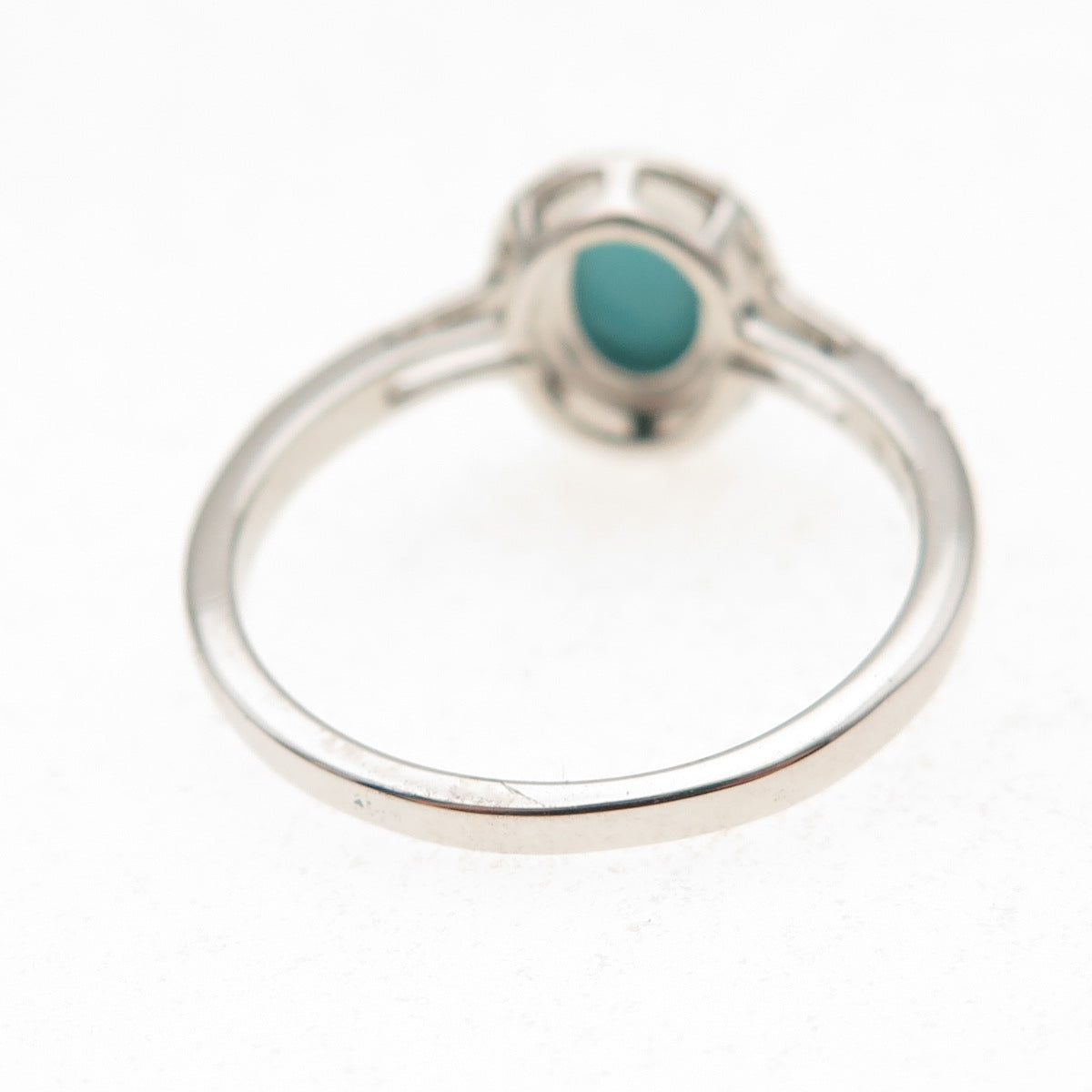 925 Sterling Silver Real Blue Diamond & Sleeping Beauty Turquoise Ring Size 8
