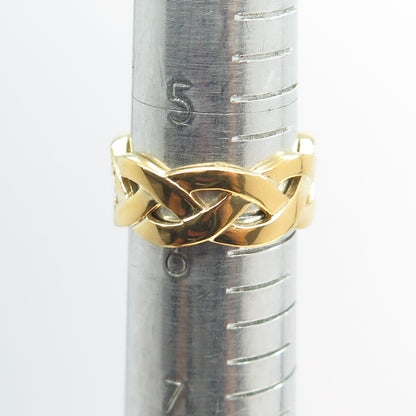 925 Sterling Silver Gold Plated Pave C Z Celtic Band Ring Size 6
