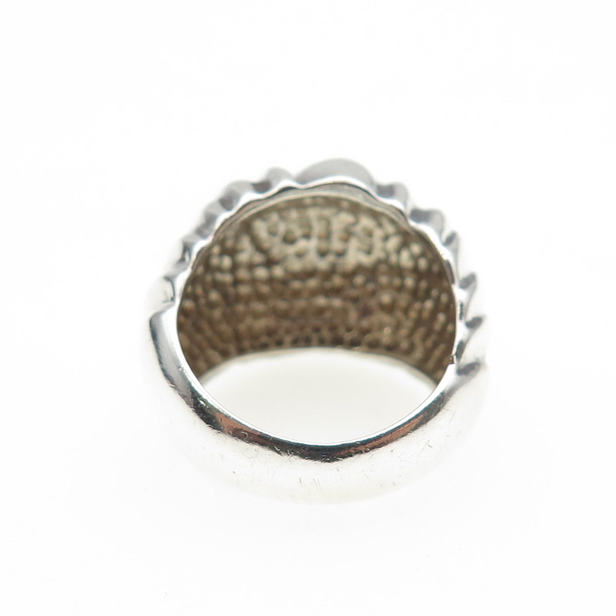 925 Sterling Silver Vintage Modernist Ribbed Dome Ring Size 7