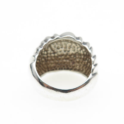 925 Sterling Silver Vintage Modernist Ribbed Dome Ring Size 7