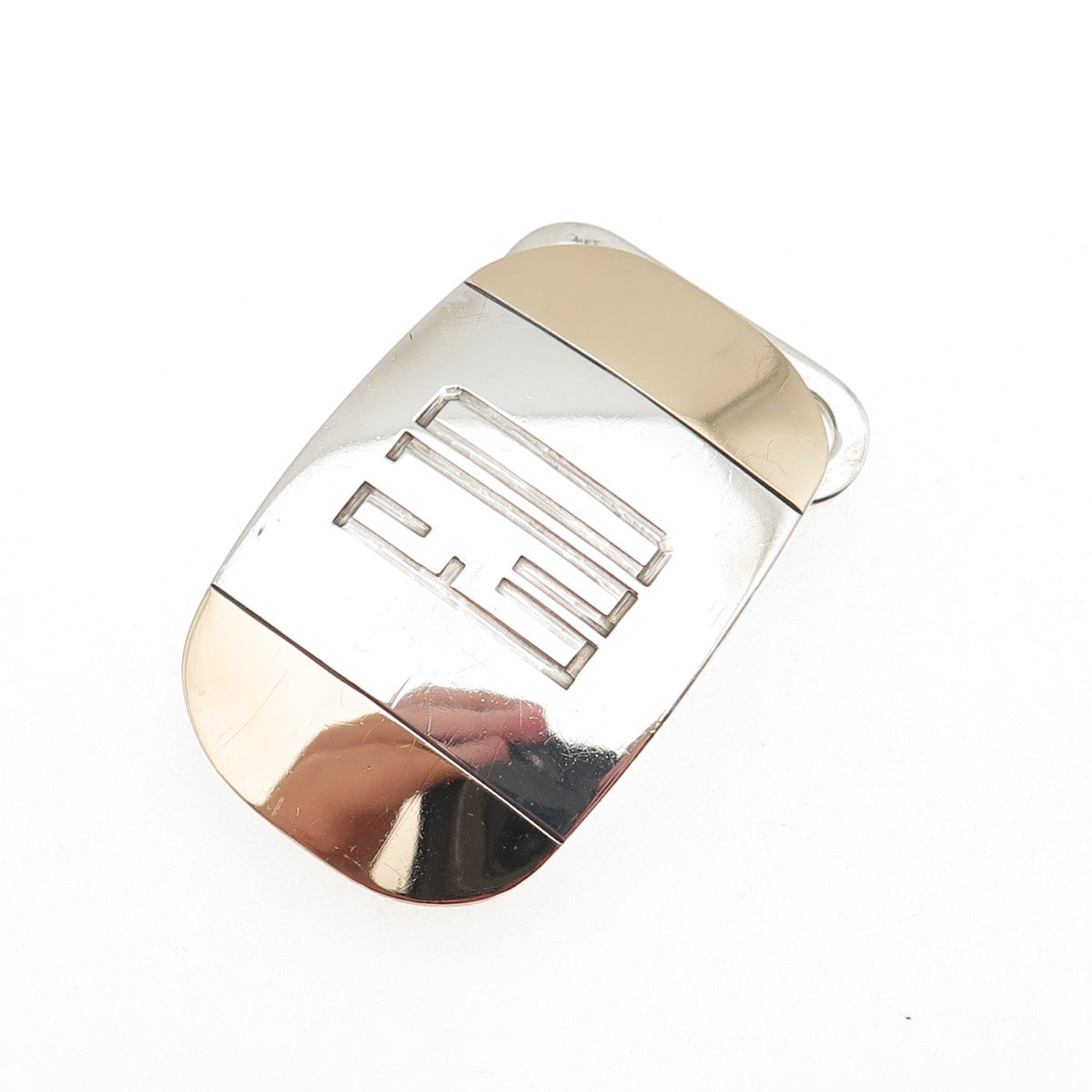 Tiffany & Co. 925 Sterling Silver 14K Gold Vintage EJD Monogram Belt Buckle