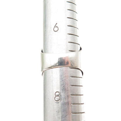 925 Sterling Silver Vintage Real Emerald-Cut Amethyst Modernist Ring Size 7.25