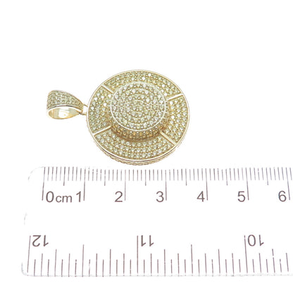 DADWANI 925 Sterling Silver Gold Plated C Z Sparkle Round Pendant