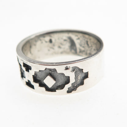 925 Sterling Silver Vintage Ethnic Oxidized Band Ring Size 6.75
