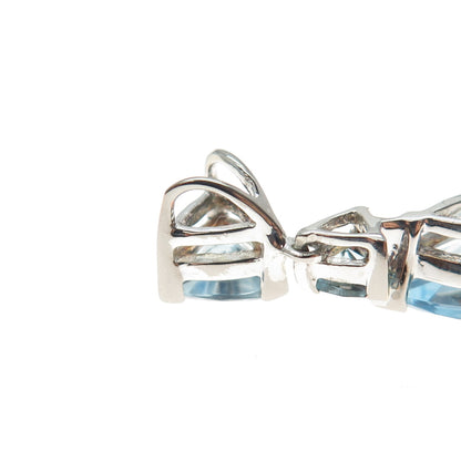 925 Sterling Silver Vintage Real Blue Topaz Mini Slide Charm Pendant