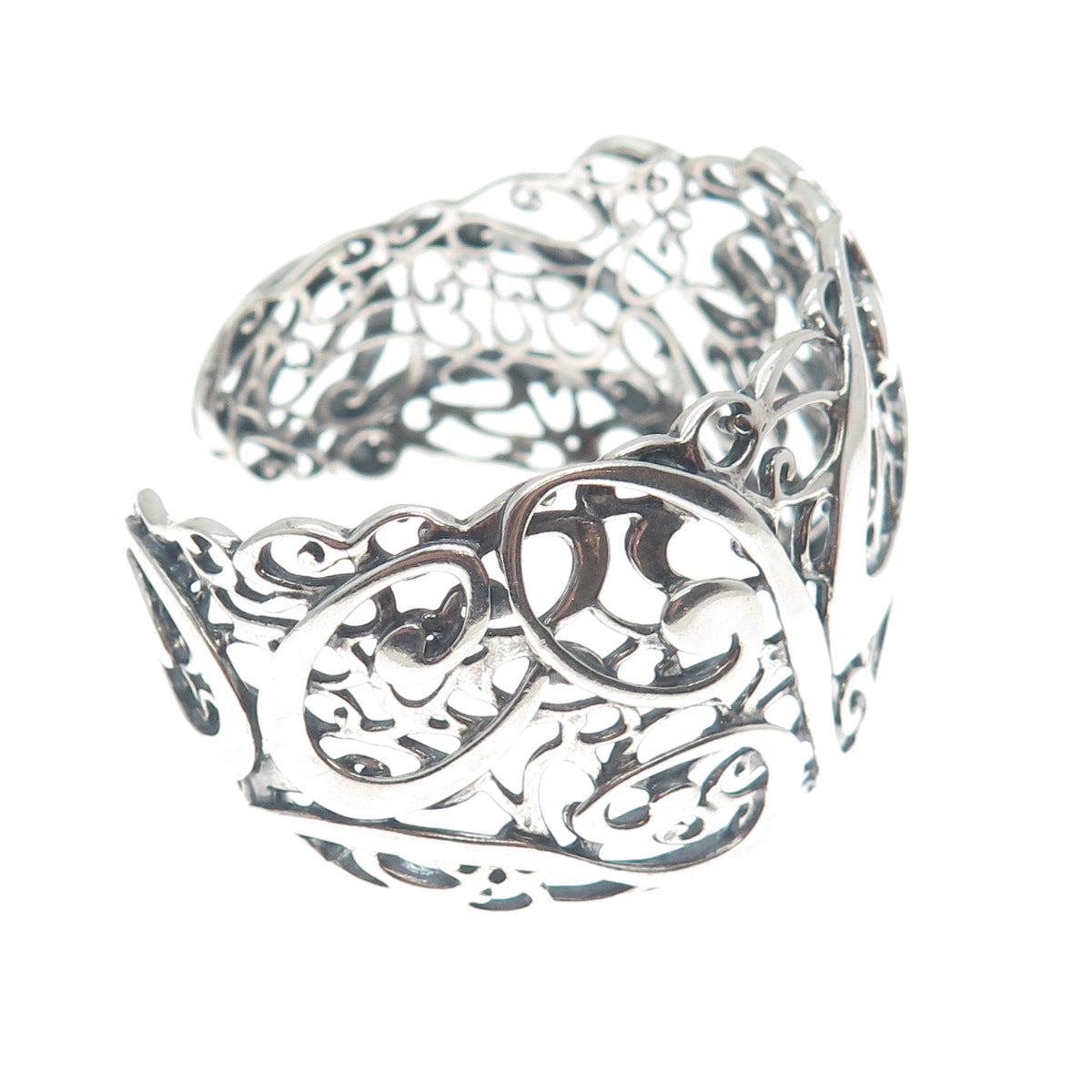 CAROLYN POLLACK Sterling Silver Vintage Swirl Modernist Adjustable Bracelet 6.5"