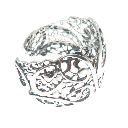 CAROLYN POLLACK Sterling Silver Vintage Swirl Modernist Adjustable Bracelet 6.5"