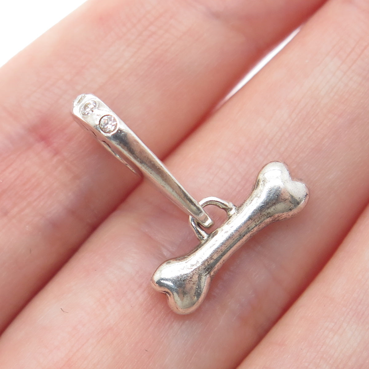 CHAMILIA 925 Sterling Silver C Z Dog Bone Dangle Charm