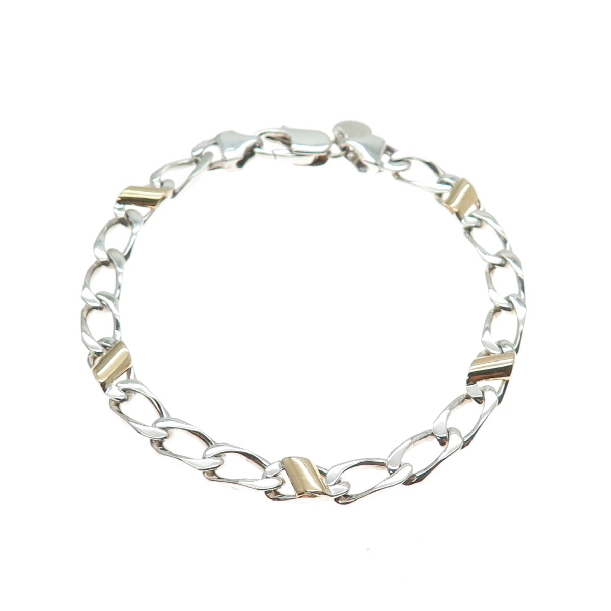TIFFANY & CO. 18K Gold 925 Sterling Silver Vintage Curb Link Bracelet 7.25"