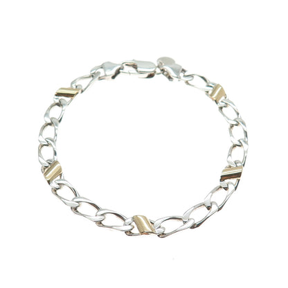 TIFFANY & CO. 18K Gold 925 Sterling Silver Vintage Curb Link Bracelet 7.25"