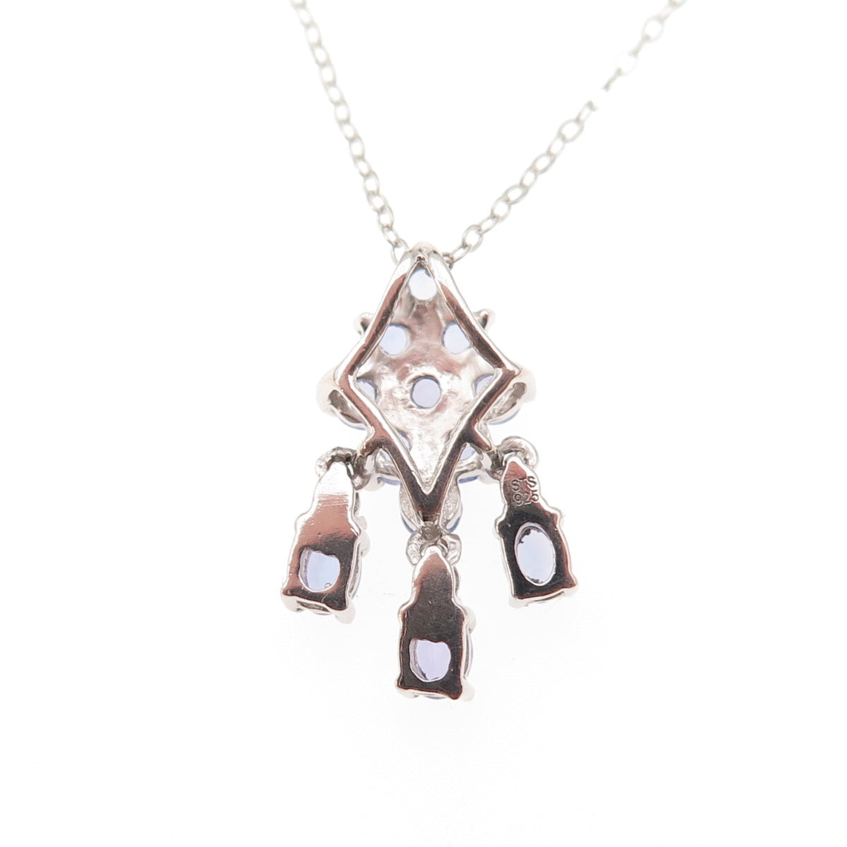 Chuck Clemency 925 Sterling Silver Real Tanzanite White Topaz Chain Necklace 20"