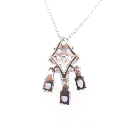 Chuck Clemency 925 Sterling Silver Real Tanzanite White Topaz Chain Necklace 20"