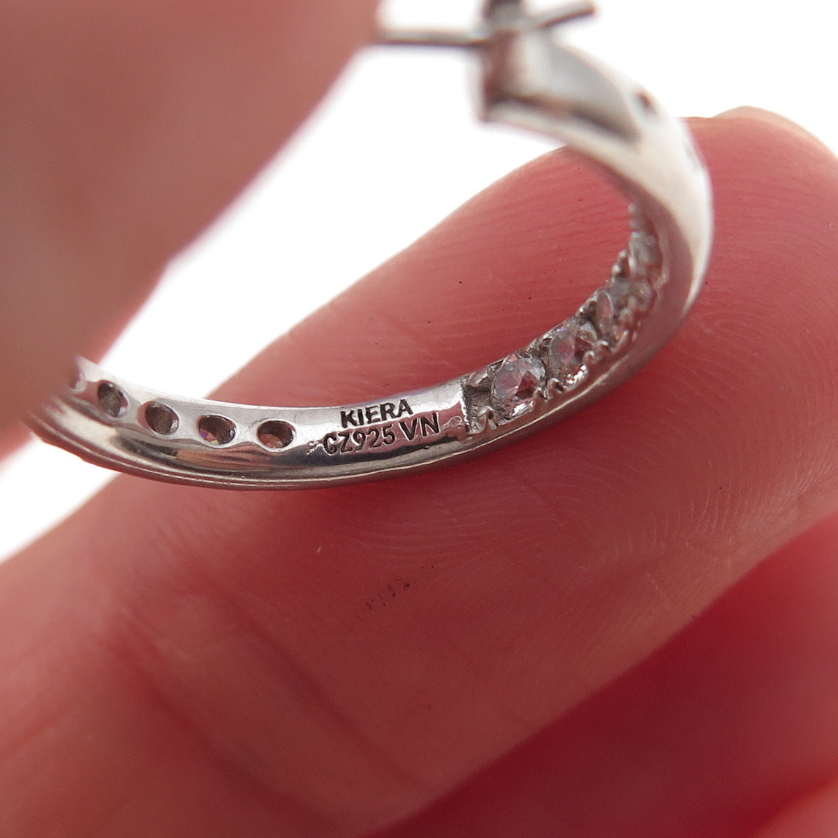 Kiera 925 Sterling Silver Round-Cut C Z In & Out Hoop Earrings