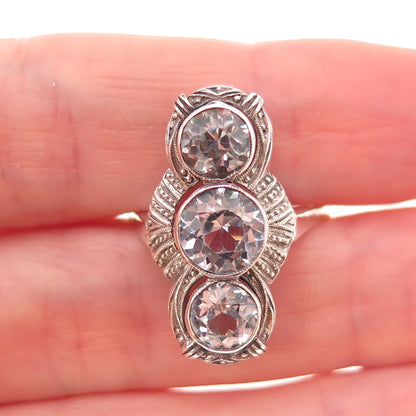 935 Silver 8K Gold Antique Art Deco Germany Real Blue Topaz Ring Size 9