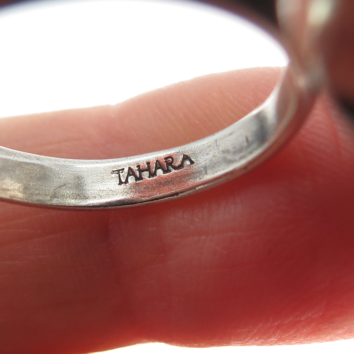 TAHARA 925 Sterling Silver Vintage Rose Flower Oxidized Ring Size 7.25