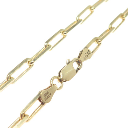 925 Sterling Silver Gold Plated Italy Paperclip Chain Necklace 18"
