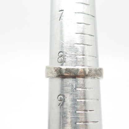 925 Sterling Silver Vintage Modernist Heart Ring Size 8.5