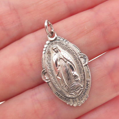 Creed Sterling Silver Antique Art Deco St. Mary & Jesus Oxidized Charm Pendant