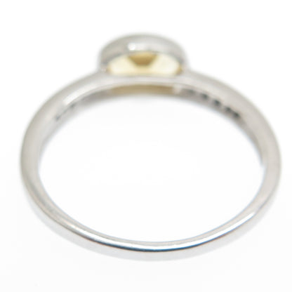 925 Sterling Silver Real Round-Cut Diamond & Oval-Cut Citrine Ring Size 8