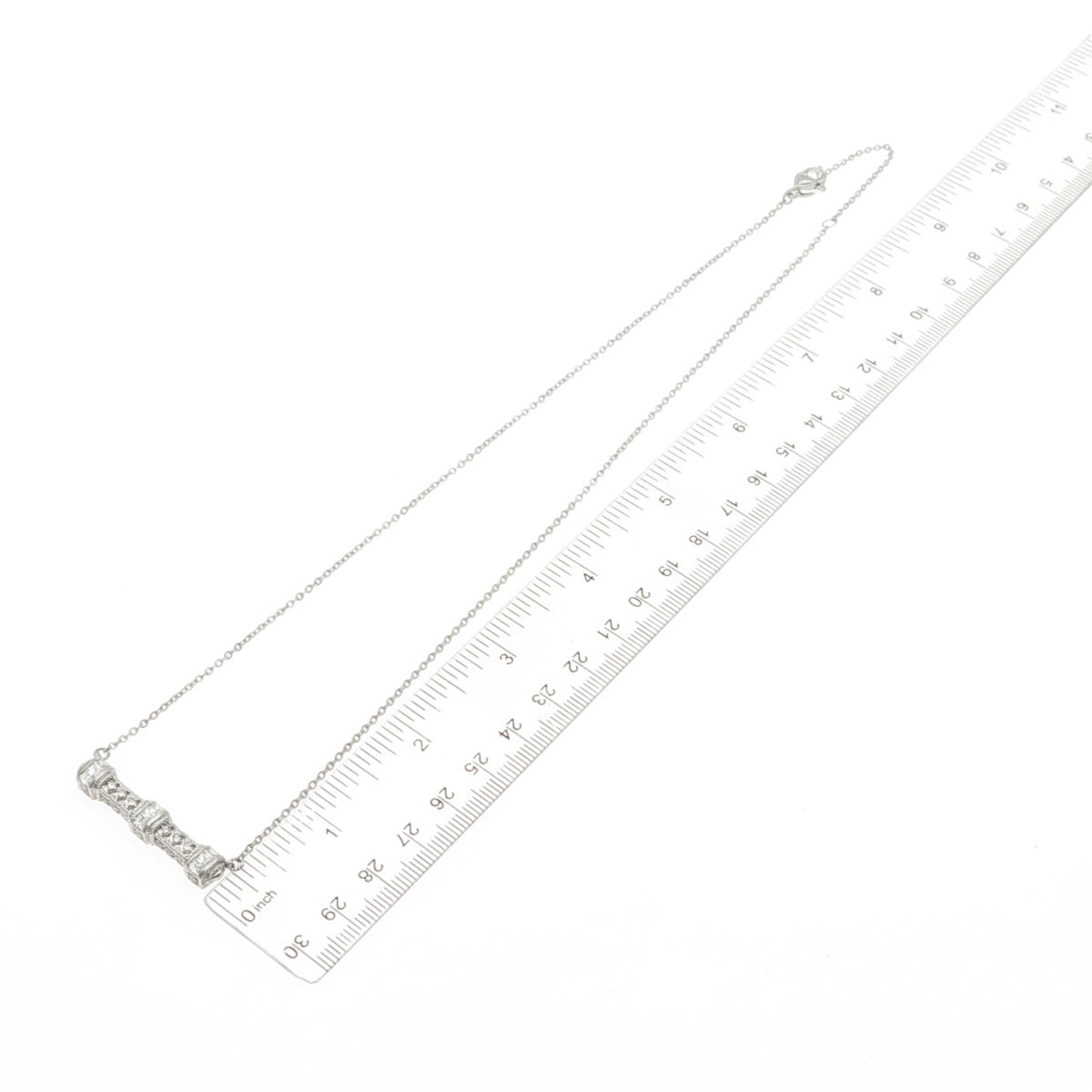 JUDITH RIPKA 925 Sterling Silver C Z Bar Pendant Cable Chain Necklace 18-20"