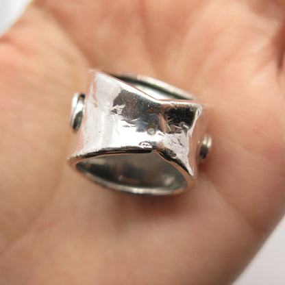 925 Sterling Silver Vintage Real Amber Swirl Ring Size 7.5