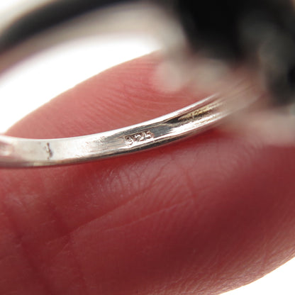 Chuck Clemency Sterling Silver Vintage Real Oval-Cut Black Spinel Ring Size 5.25