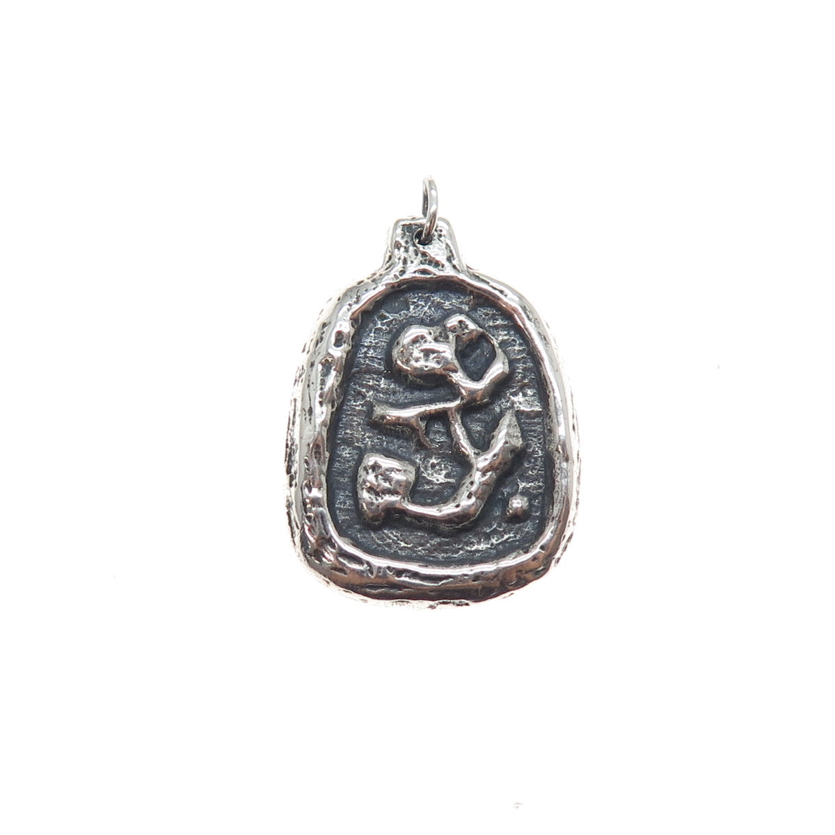 925 Sterling Silver Vintage Modernist Abstract Oxidized Charm Pendant