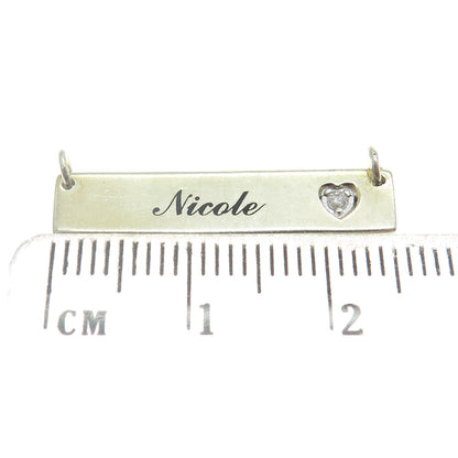 925 Sterling Silver Gold Plated Real Diamond "Nicole" Name Centerpiece Pendant