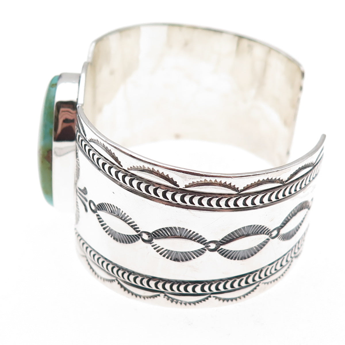 Lester Jackson Navajo Old Pawn Sterling Silver Vintage Turquoise Bracelet 6.5"