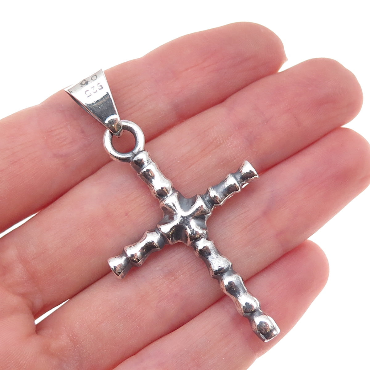 925 Sterling Silver Vintage Mexico Cross Oxidized Pendant