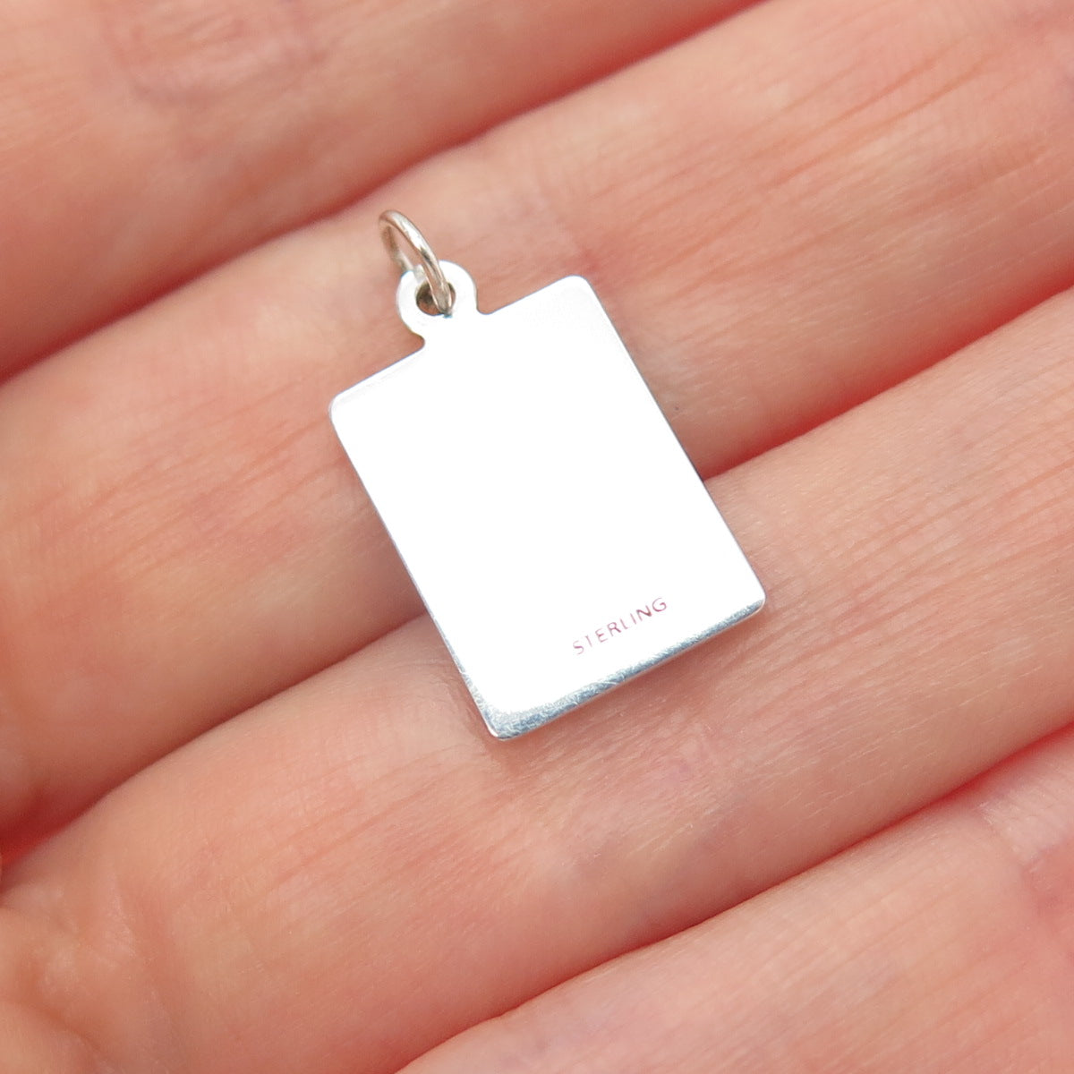 925 Sterling Silver Red Enamel I Think I'm The One Minimalist Charm Pendant
