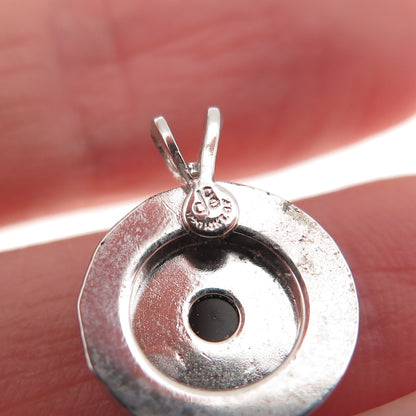 DCE Curtis Sterling Silver Antique Art Deco Real Black Onyx Mini Charm Pendant