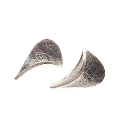 Maria Eleftheriou 925 Sterling Silver Vintage Modernist Petal Oxidized Earrings