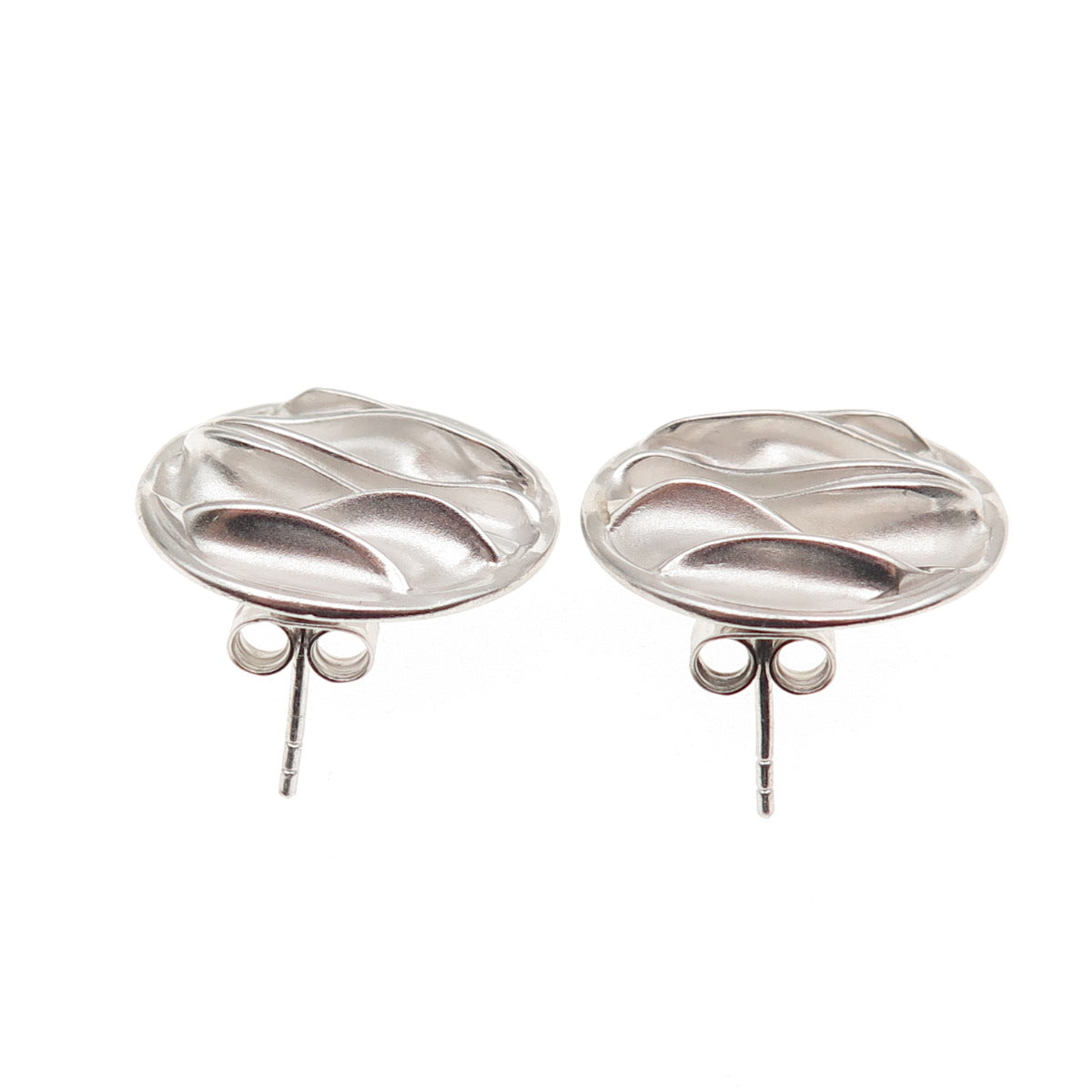 925 Sterling Silver Modernist Wavy Disc Earrings