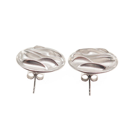 925 Sterling Silver Modernist Wavy Disc Earrings