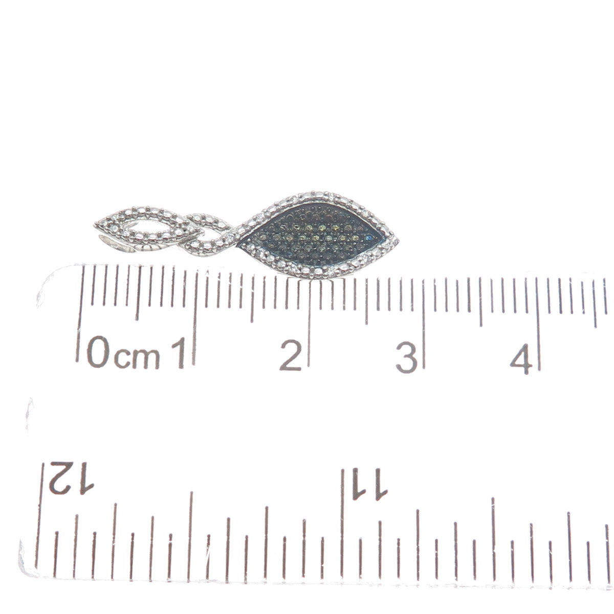 925 Sterling Silver 2-Tone Round-Cut C Z Twisted Charm Slide Pendant