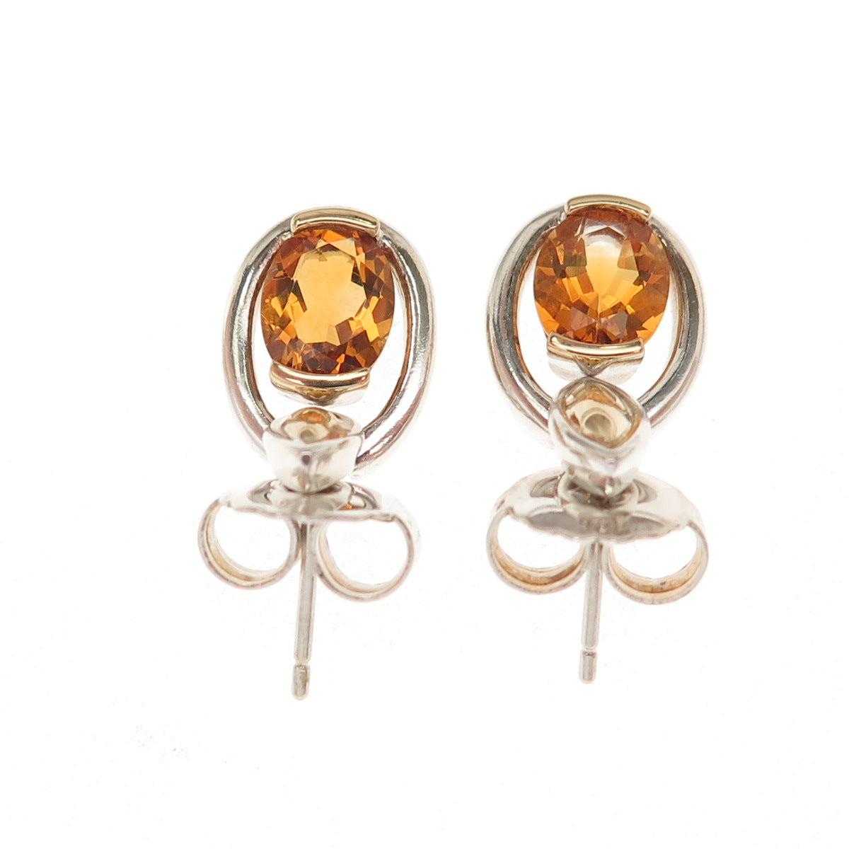 Lorenzo 970 Silver 18K Gold Real Oval-Cut Citrine Dangle Earrings