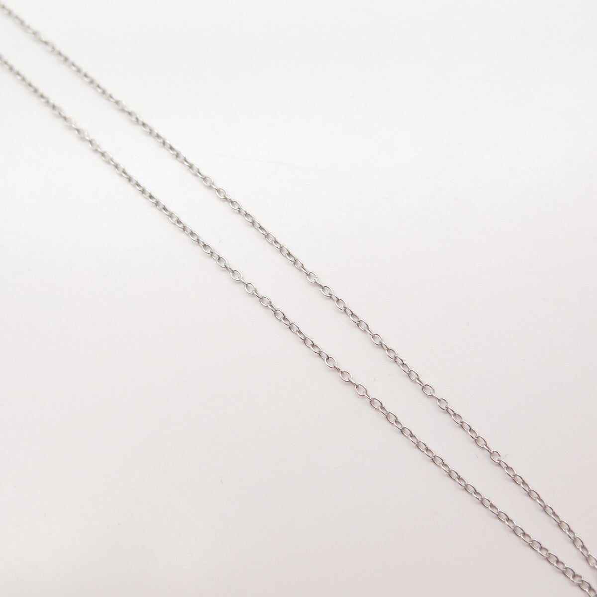 925 Sterling Silver Real White Diamond Open Heart Rolo Chain Necklace 16"