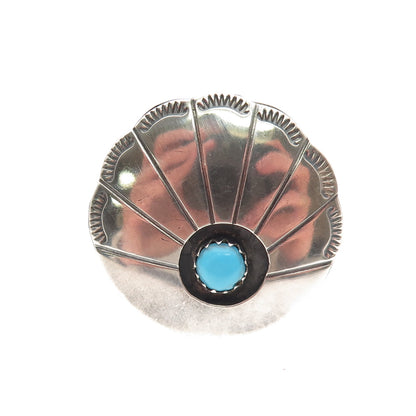 Old Pawn Sterling Vintage Turquoise Snake Eye Concho Shadow Box Ring Size 7.25